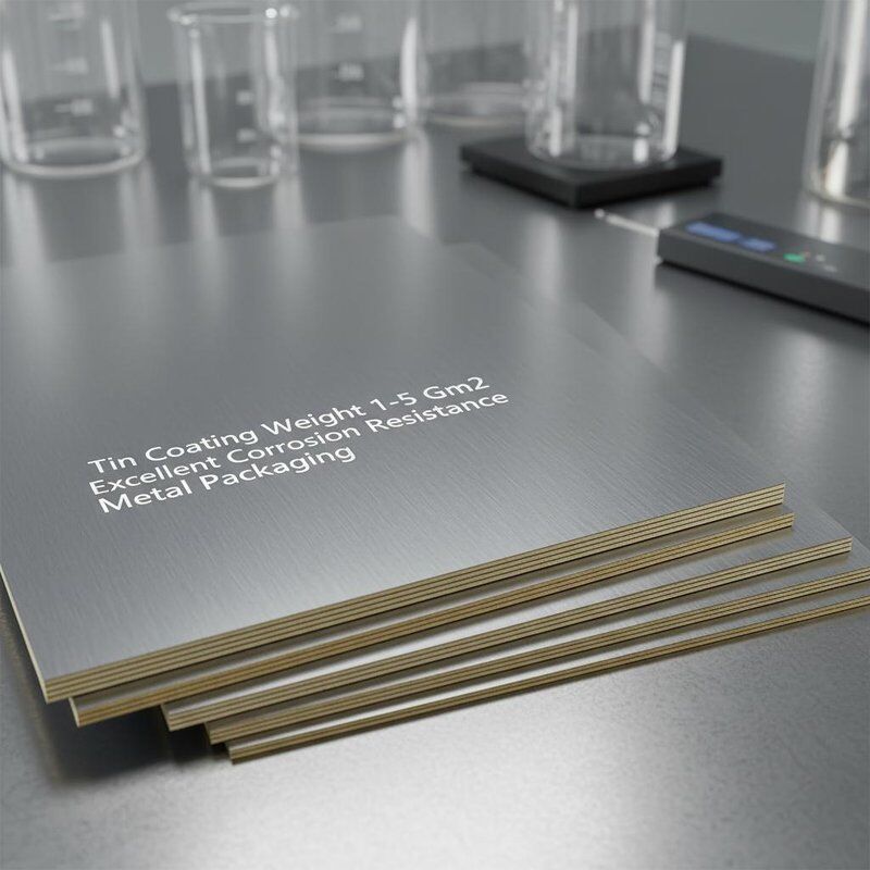 টিন কোটিং ওজন ১ থেকে ৫ গ্রাম/বর্গমিটার টিনপ্লেট স্টিল শীট উপাদান চমৎকার ক্ষয় প্রতিরোধ ক্ষমতা প্রদান করে যা মেটাল প্যাকেজিংয়ের জন্য ডিজাইন করা হয়েছে
